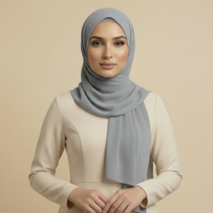 Grey Polyester Hijab