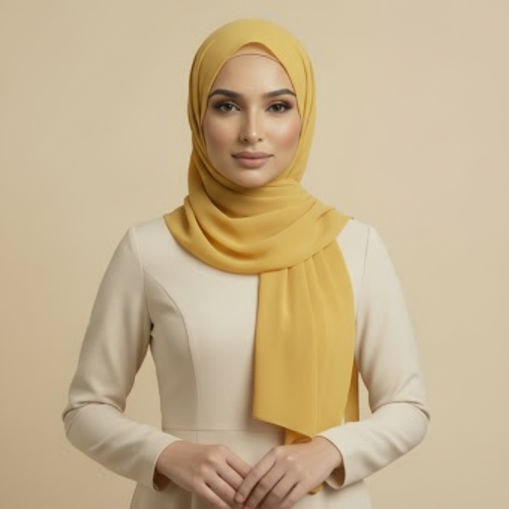 Yellow Polyester Hijab