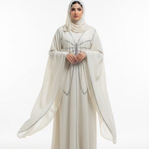 Cream Butterfly Abaya