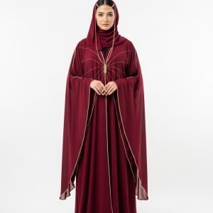 Burgundy Butterfly Abaya