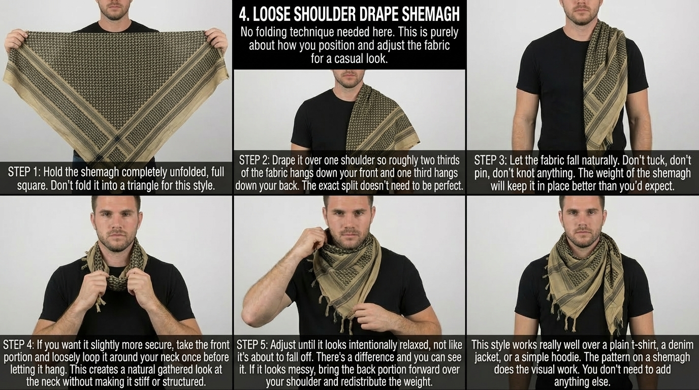 Loose Shoulder Drape Shemagh